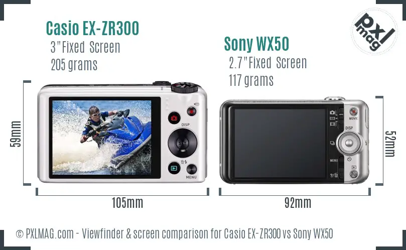 Casio EX-ZR300 vs Sony WX50 Screen and Viewfinder comparison
