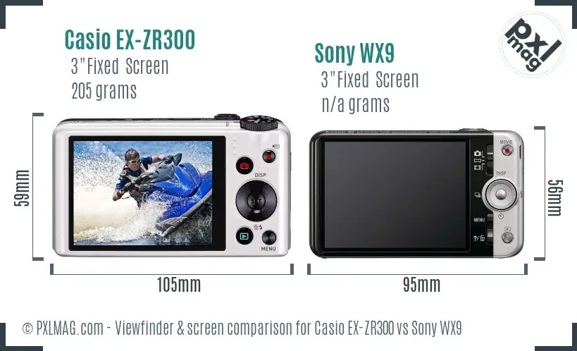 Casio EX-ZR300 vs Sony WX9 Screen and Viewfinder comparison