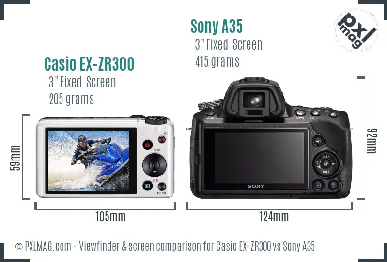 Casio EX-ZR300 vs Sony A35 Screen and Viewfinder comparison Casio EX-ZR300 vs Sony A35 Screen and Viewfinder comparison