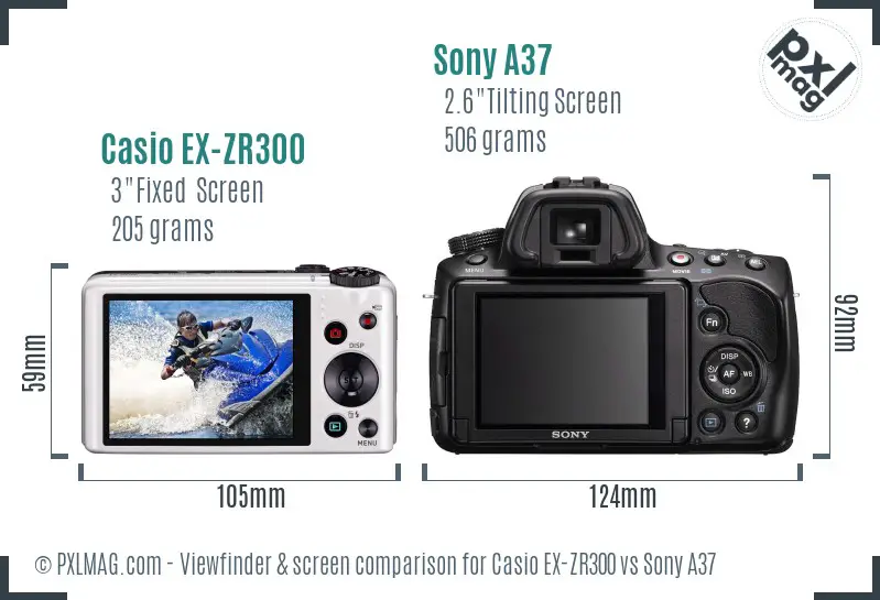 Casio EX-ZR300 vs Sony A37 Screen and Viewfinder comparison Casio EX-ZR300 vs Sony A37 Screen and Viewfinder comparison