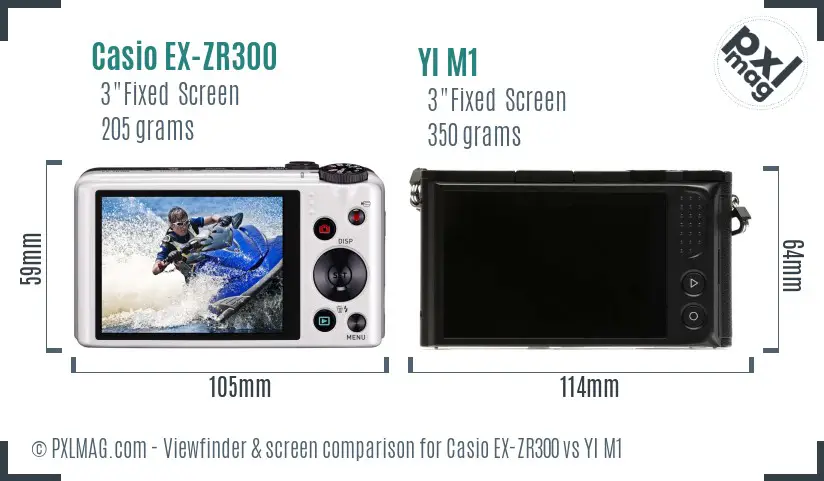 Casio EX-ZR300 vs YI M1 Screen and Viewfinder comparison