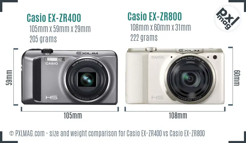 Casio EX-ZR400 vs Casio EX-ZR800 size comparison