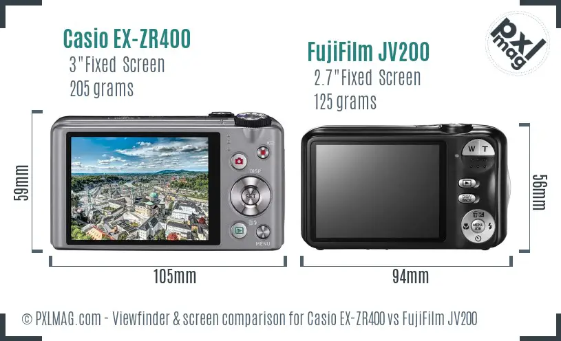 Casio EX-ZR400 vs FujiFilm JV200 Screen and Viewfinder comparison Casio EX-ZR400 vs FujiFilm JV200 Screen and Viewfinder comparison