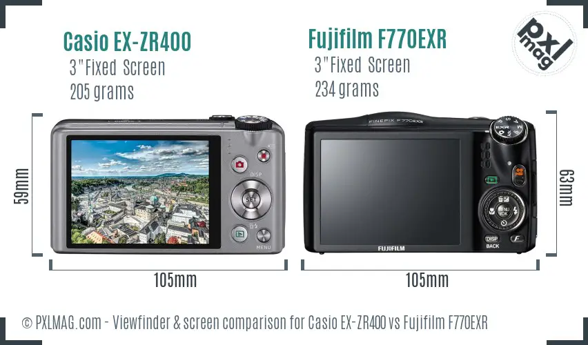 Casio EX-ZR400 vs Fujifilm F770EXR Screen and Viewfinder comparison Casio EX-ZR400 vs Fujifilm F770EXR Screen and Viewfinder comparison