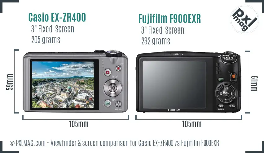 Casio EX-ZR400 vs Fujifilm F900EXR Screen and Viewfinder comparison Casio EX-ZR400 vs Fujifilm F900EXR Screen and Viewfinder comparison