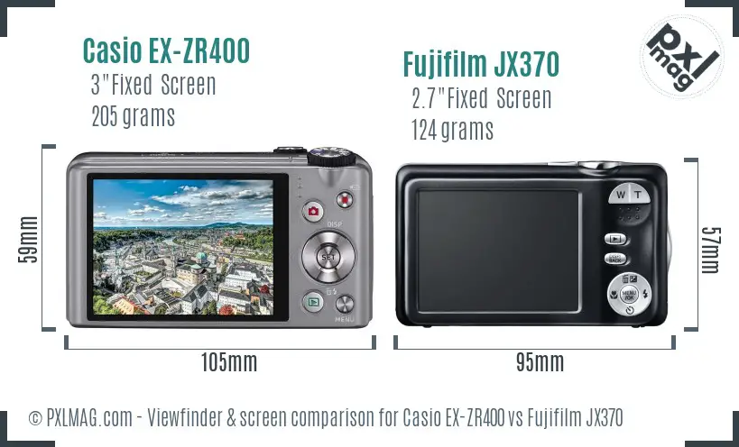 Casio EX-ZR400 vs Fujifilm JX370 Screen and Viewfinder comparison