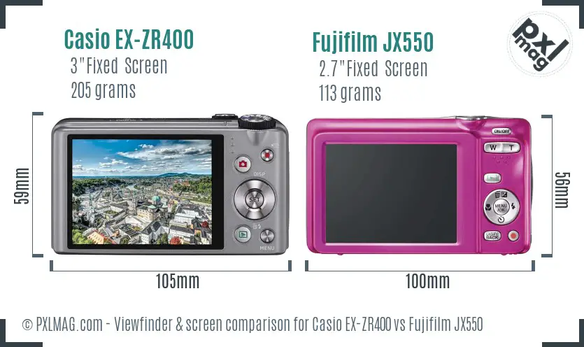 Casio EX-ZR400 vs Fujifilm JX550 Screen and Viewfinder comparison Casio EX-ZR400 vs Fujifilm JX550 Screen and Viewfinder comparison