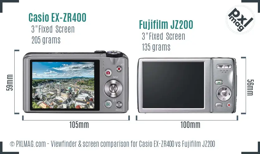 Casio EX-ZR400 vs Fujifilm JZ200 Screen and Viewfinder comparison