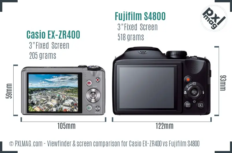 Casio EX-ZR400 vs Fujifilm S4800 Screen and Viewfinder comparison Casio EX-ZR400 vs Fujifilm S4800 Screen and Viewfinder comparison
