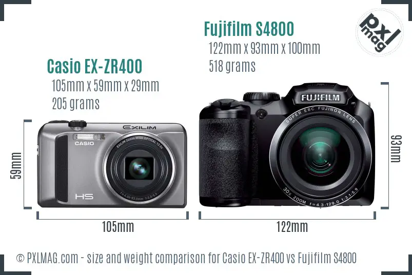 Casio EX-ZR400 vs Fujifilm S4800 size comparison Casio EX-ZR400 vs Fujifilm S4800 size comparison
