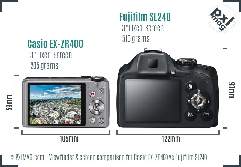Casio EX-ZR400 vs Fujifilm SL240 Screen and Viewfinder comparison Casio EX-ZR400 vs Fujifilm SL240 Screen and Viewfinder comparison