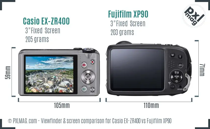 Casio EX-ZR400 vs Fujifilm XP90 Screen and Viewfinder comparison Casio EX-ZR400 vs Fujifilm XP90 Screen and Viewfinder comparison