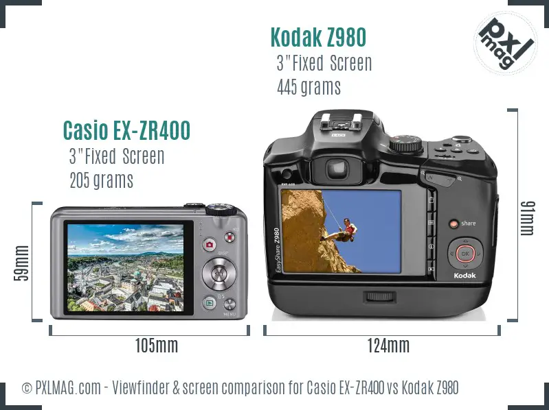 Casio EX-ZR400 vs Kodak Z980 Screen and Viewfinder comparison Casio EX-ZR400 vs Kodak Z980 Screen and Viewfinder comparison