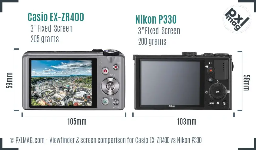 Casio EX-ZR400 vs Nikon P330 Screen and Viewfinder comparison Casio EX-ZR400 vs Nikon P330 Screen and Viewfinder comparison