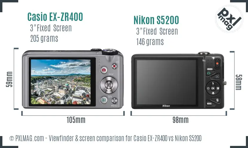 Casio EX-ZR400 vs Nikon S5200 Screen and Viewfinder comparison Casio EX-ZR400 vs Nikon S5200 Screen and Viewfinder comparison