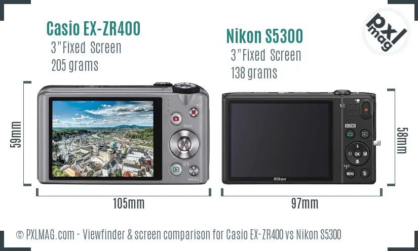 Casio EX-ZR400 vs Nikon S5300 Screen and Viewfinder comparison