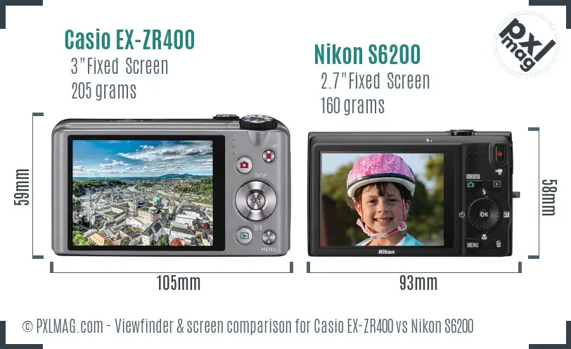 Casio EX-ZR400 vs Nikon S6200 Screen and Viewfinder comparison Casio EX-ZR400 vs Nikon S6200 Screen and Viewfinder comparison