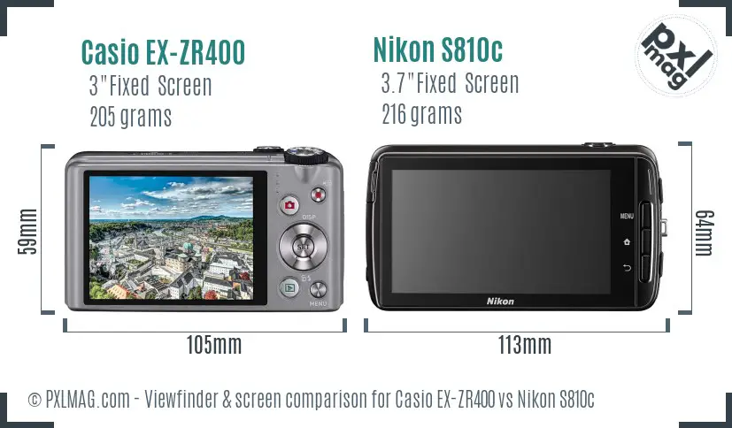 Casio EX-ZR400 vs Nikon S810c Screen and Viewfinder comparison Casio EX-ZR400 vs Nikon S810c Screen and Viewfinder comparison