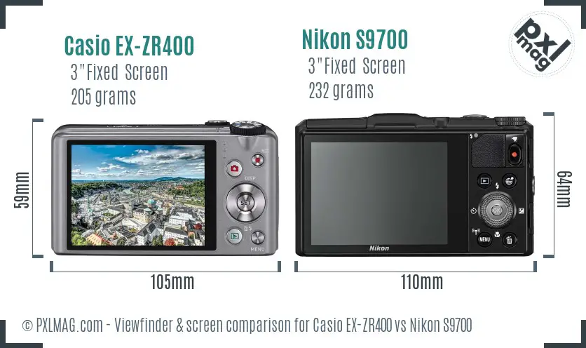 Casio EX-ZR400 vs Nikon S9700 Screen and Viewfinder comparison