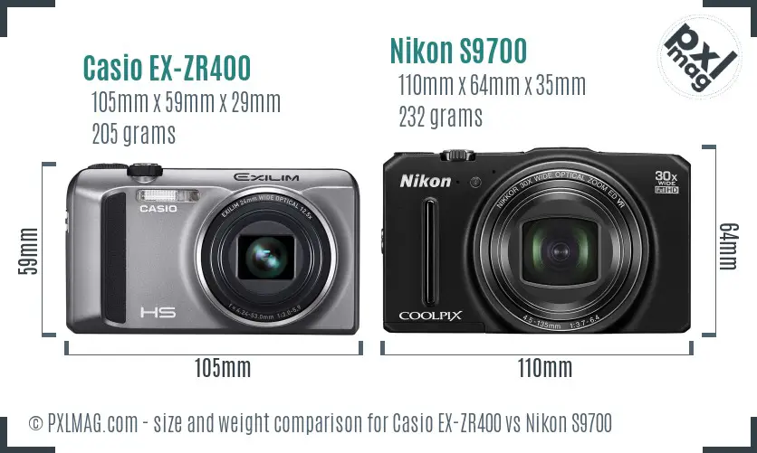 Casio EX-ZR400 vs Nikon S9700 size comparison