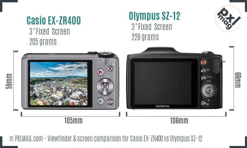 Casio EX-ZR400 vs Olympus SZ-12 Screen and Viewfinder comparison Casio EX-ZR400 vs Olympus SZ-12 Screen and Viewfinder comparison