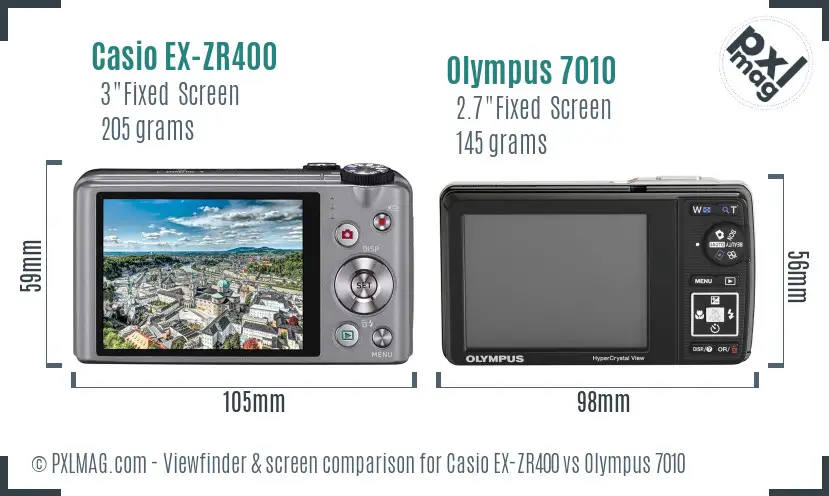Casio EX-ZR400 vs Olympus 7010 Screen and Viewfinder comparison Casio EX-ZR400 vs Olympus 7010 Screen and Viewfinder comparison