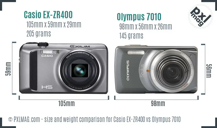 Casio EX-ZR400 vs Olympus 7010 size comparison Casio EX-ZR400 vs Olympus 7010 size comparison