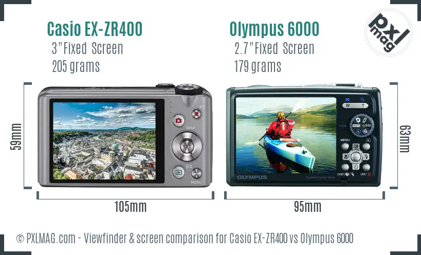 Casio EX-ZR400 vs Olympus 6000 Screen and Viewfinder comparison Casio EX-ZR400 vs Olympus 6000 Screen and Viewfinder comparison