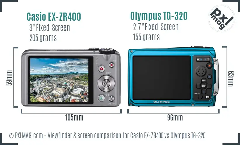 Casio EX-ZR400 vs Olympus TG-320 Screen and Viewfinder comparison Casio EX-ZR400 vs Olympus TG-320 Screen and Viewfinder comparison