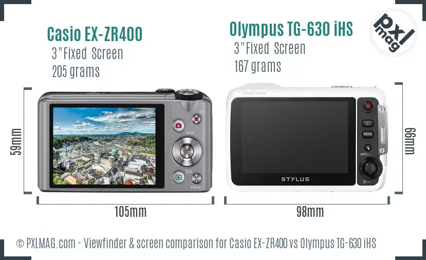 Casio EX-ZR400 vs Olympus TG-630 iHS Screen and Viewfinder comparison Casio EX-ZR400 vs Olympus TG-630 iHS Screen and Viewfinder comparison