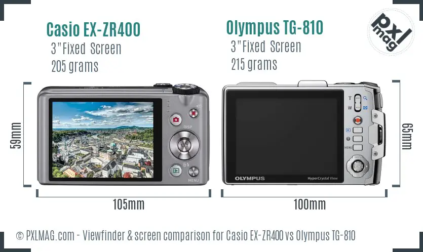 Casio EX-ZR400 vs Olympus TG-810 Screen and Viewfinder comparison Casio EX-ZR400 vs Olympus TG-810 Screen and Viewfinder comparison