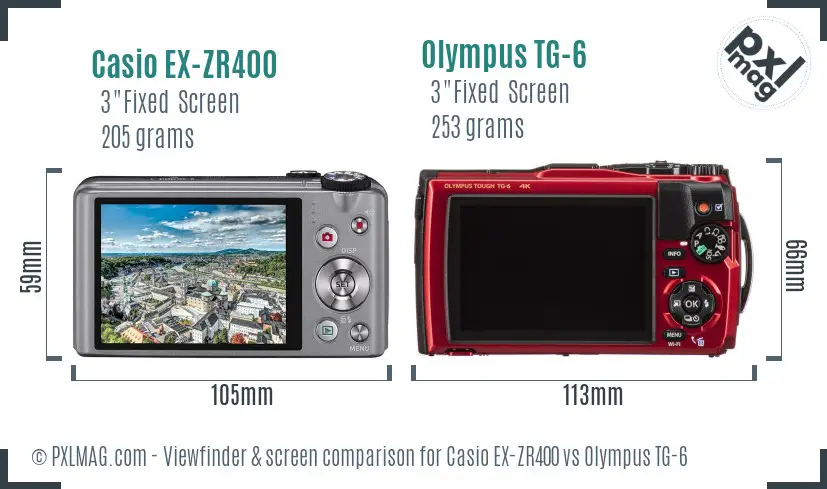 Casio EX-ZR400 vs Olympus TG-6 Screen and Viewfinder comparison Casio EX-ZR400 vs Olympus TG-6 Screen and Viewfinder comparison