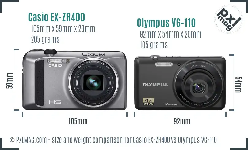 Casio EX-ZR400 vs Olympus VG-110 size comparison