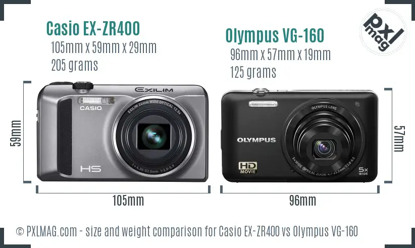 Casio EX-ZR400 vs Olympus VG-160 size comparison