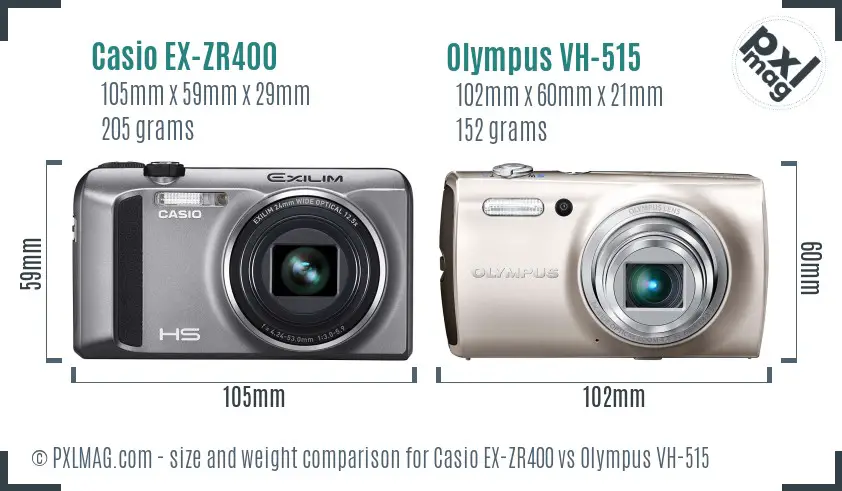 Casio EX-ZR400 vs Olympus VH-515 size comparison