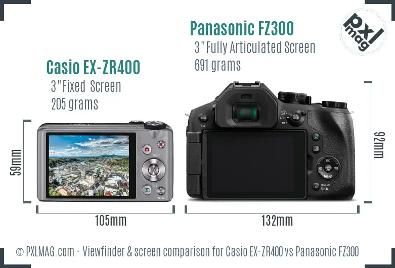 Casio EX-ZR400 vs Panasonic FZ300 Screen and Viewfinder comparison Casio EX-ZR400 vs Panasonic FZ300 Screen and Viewfinder comparison