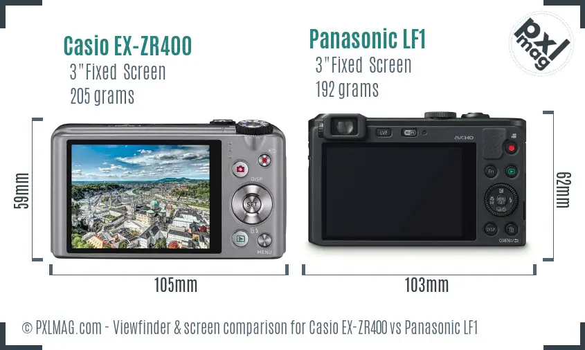 Casio EX-ZR400 vs Panasonic LF1 Screen and Viewfinder comparison