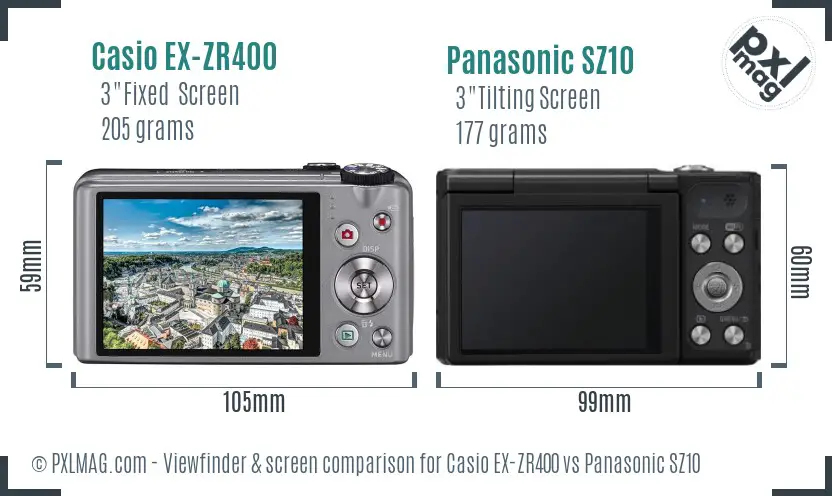 Casio EX-ZR400 vs Panasonic SZ10 Screen and Viewfinder comparison Casio EX-ZR400 vs Panasonic SZ10 Screen and Viewfinder comparison