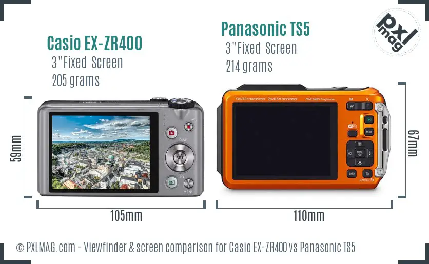Casio EX-ZR400 vs Panasonic TS5 Screen and Viewfinder comparison Casio EX-ZR400 vs Panasonic TS5 Screen and Viewfinder comparison