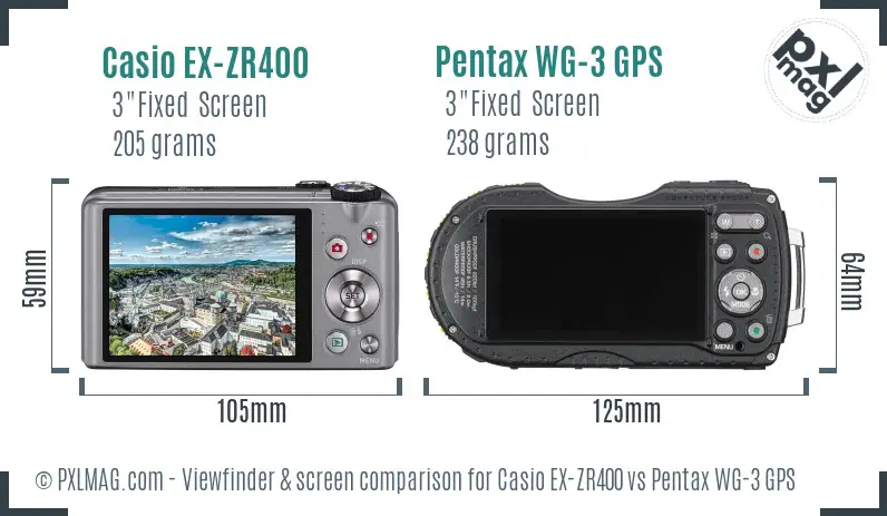 Casio EX-ZR400 vs Pentax WG-3 GPS Screen and Viewfinder comparison Casio EX-ZR400 vs Pentax WG-3 GPS Screen and Viewfinder comparison
