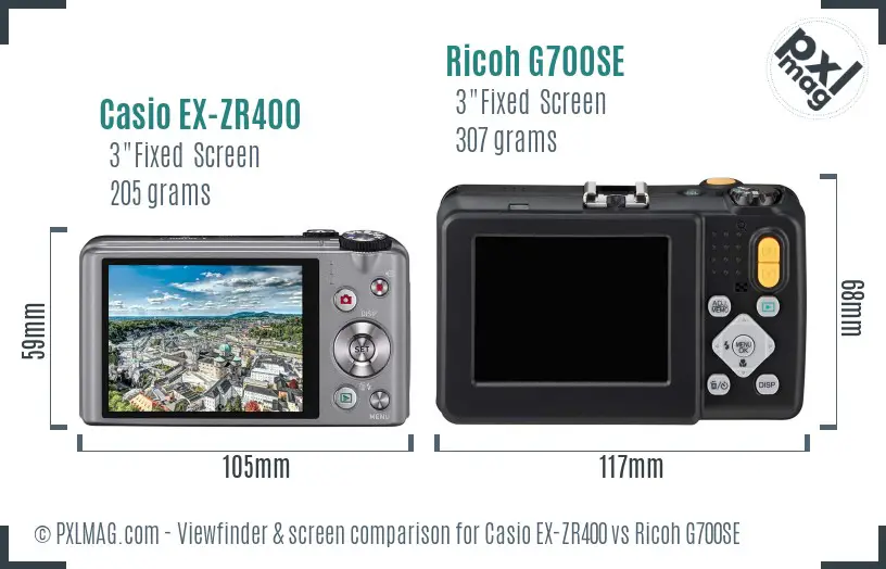 Casio EX-ZR400 vs Ricoh G700SE Screen and Viewfinder comparison Casio EX-ZR400 vs Ricoh G700SE Screen and Viewfinder comparison