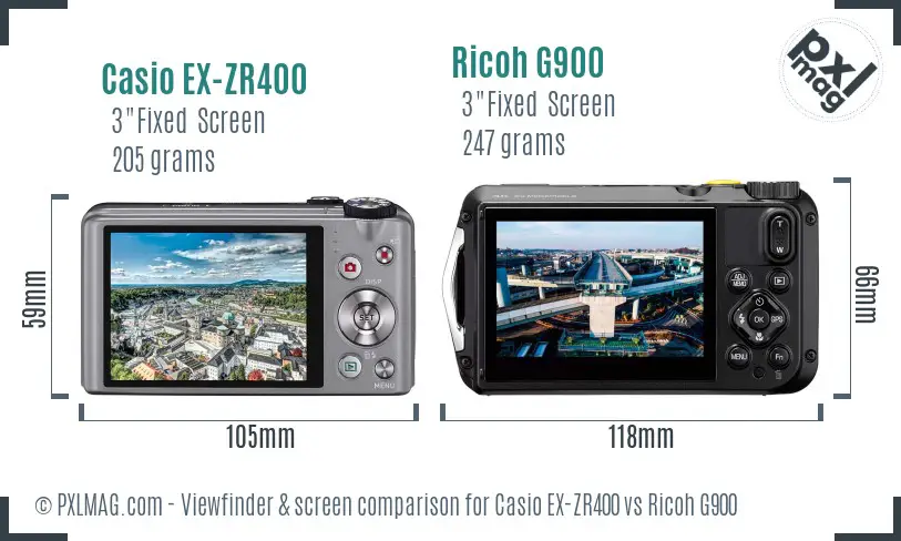 Casio EX-ZR400 vs Ricoh G900 Screen and Viewfinder comparison Casio EX-ZR400 vs Ricoh G900 Screen and Viewfinder comparison