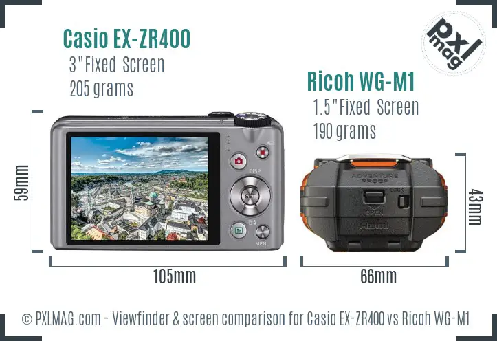 Casio EX-ZR400 vs Ricoh WG-M1 Screen and Viewfinder comparison