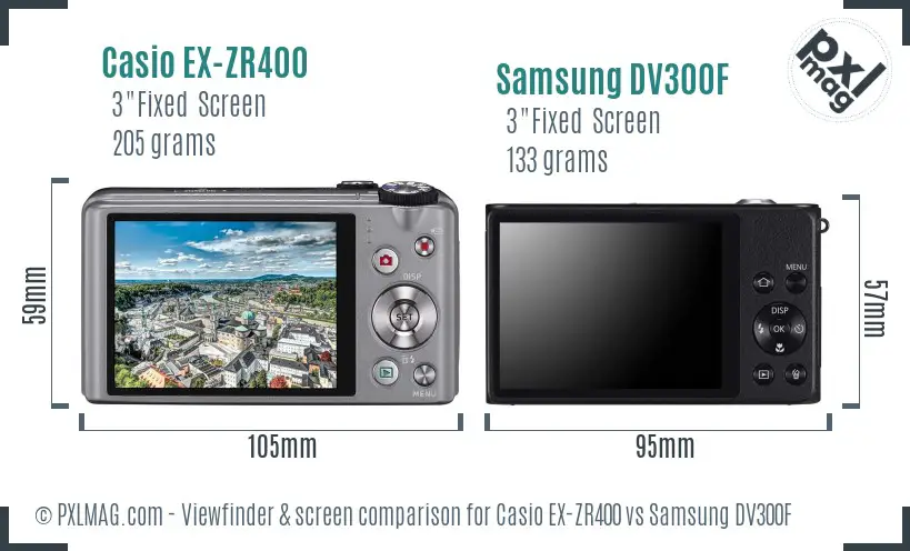 Casio EX-ZR400 vs Samsung DV300F Screen and Viewfinder comparison