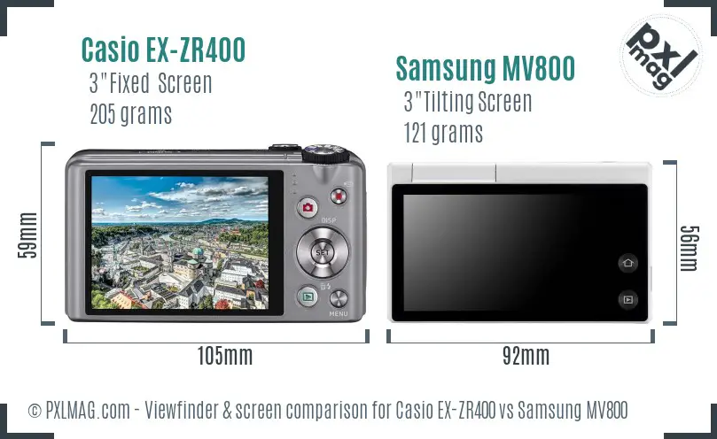 Casio EX-ZR400 vs Samsung MV800 Screen and Viewfinder comparison Casio EX-ZR400 vs Samsung MV800 Screen and Viewfinder comparison