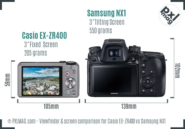 Casio EX-ZR400 vs Samsung NX1 Screen and Viewfinder comparison Casio EX-ZR400 vs Samsung NX1 Screen and Viewfinder comparison