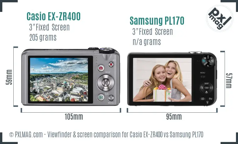 Casio EX-ZR400 vs Samsung PL170 Screen and Viewfinder comparison Casio EX-ZR400 vs Samsung PL170 Screen and Viewfinder comparison