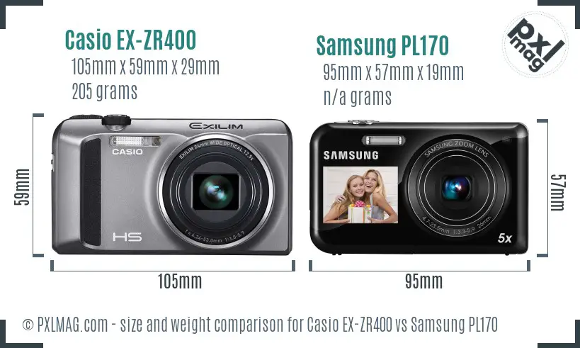 Casio EX-ZR400 vs Samsung PL170 size comparison Casio EX-ZR400 vs Samsung PL170 size comparison