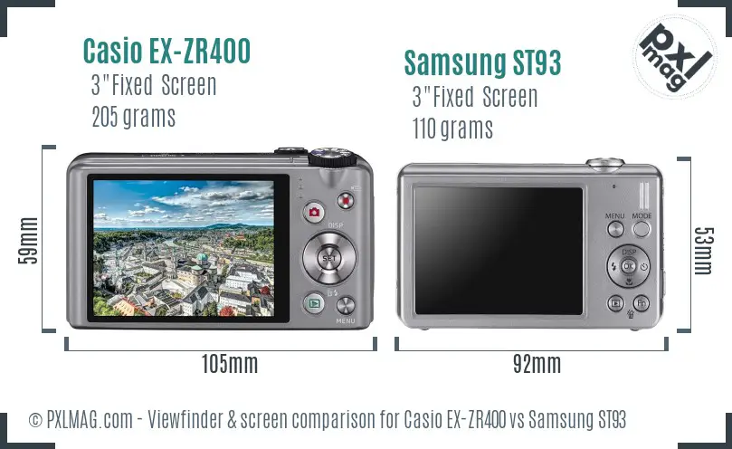 Casio EX-ZR400 vs Samsung ST93 Screen and Viewfinder comparison Casio EX-ZR400 vs Samsung ST93 Screen and Viewfinder comparison