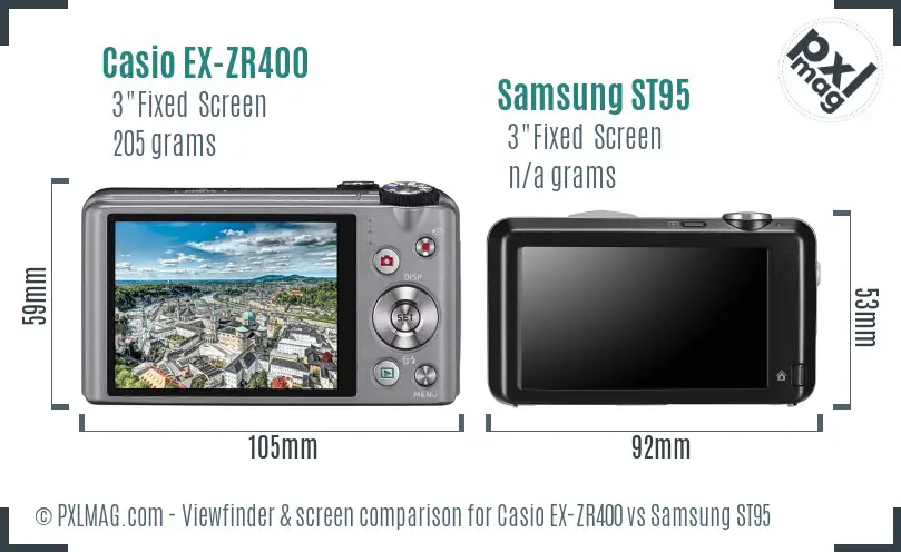 Casio EX-ZR400 vs Samsung ST95 Screen and Viewfinder comparison